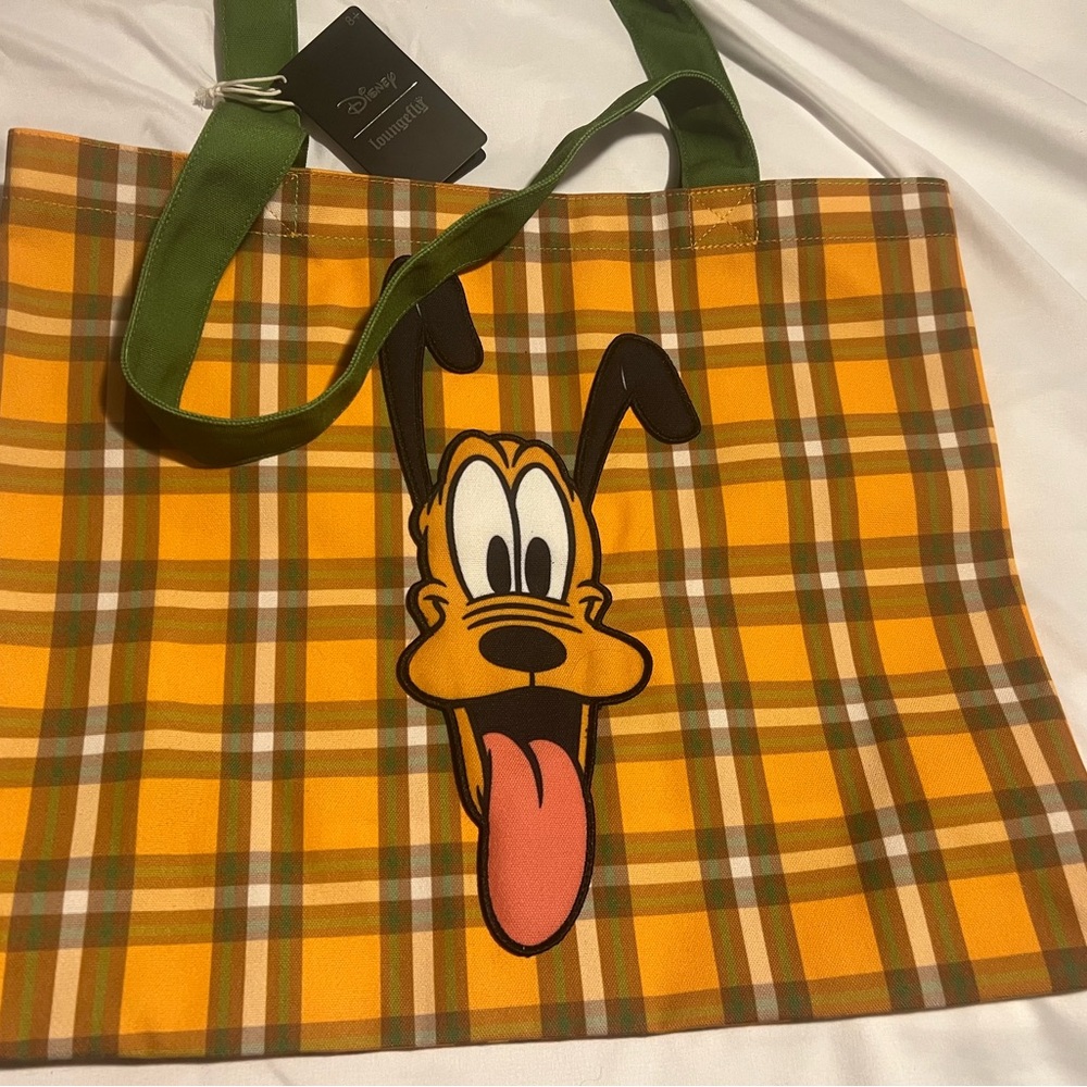 Loungefly Disney Plaid Tote Bag in Orange and Green